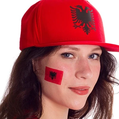 Abbildung von 5 x Albanien tattoo Fan Fahnen Set Albania temporary Flag (5)