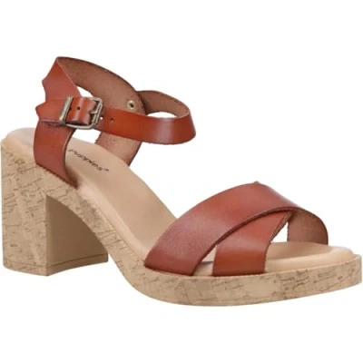 Abbildung von Hush Puppies Georgia Cork Damen Sandalen Aus Leder In Tan
