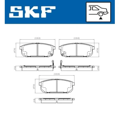 Abbildung von SKF VKBP 91087 A Bremsbelagsatz mit akustischer Verschleißwarnung KIA: SORENTO 1
