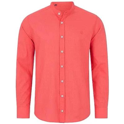 Abbildung von Indumentum Herren Hemd Leinen Optik Sommer Herrenhemd Krangelos Leinenhemd Shirt Männer Hemden H 321 Coral XL