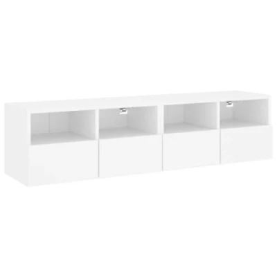 Abbildung von vidaXL TV Wandschrank 2 STK., Schrank mit viel Stauraum, Wandmontage Fernsehschrank Regal, Hängeschrank Möbel, Modern, Weiß Holzwerkstoff