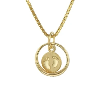 Abbildung von trendor Kette mit Anhänger Taufring Babyfüße Gold 585 / 14 Karat vergoldeter