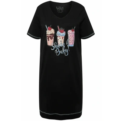 Abbildung von Ulla Popken Delights Short Sleeve Sleep Nachthemd, Damen, Größe: 46/48, Black