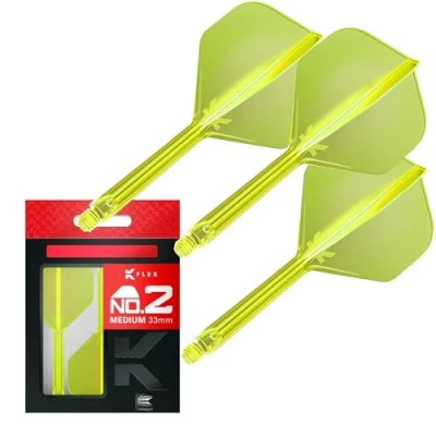 Abbildung von Target Darts K Flex Integrierter Dart Flug und Schaft, Nr. 2 Gelb (Mittel) 3er Pack 2, Kflex Precision Moulded In 1 Flights and Stem Professionelles Dartzubehör