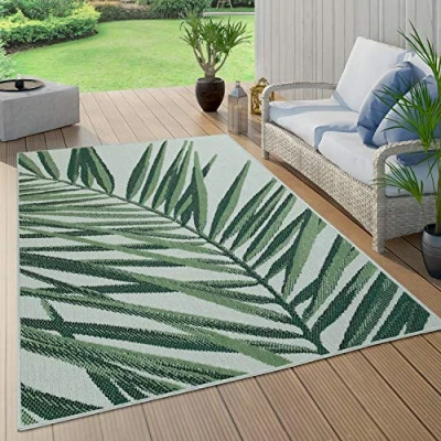 Abbildung von Paco Home Teppich &quot;Ostende 553&quot;, rechteckig, Flachgewebe, Motiv Palmenblätter, In und Outdoor geeignet, Wohnzimmer