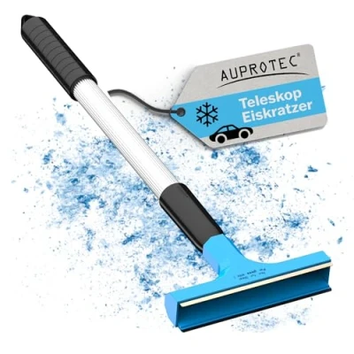 Abbildung von AUPROTEC Eiskratzer Messingklinge mit Alu Teleskopstange/Langer Gummilippe/Eiskratzer Langer Stiel/Scheibenkratzer Auto/Schneekratzer Auto/Eisschaber Auto Blau