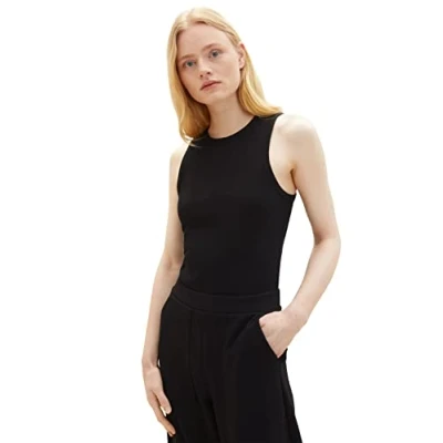 Abbildung von TOM TAILOR Denim Damen 1036941 Basic Top, 14482 Deep Black, XS