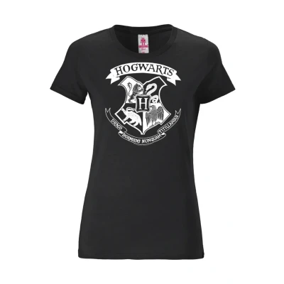 Abbildung von Logoshirt Harry Potter Hogwarts LOGO Tshirt print, Damen, Größe: Large, Schwarz