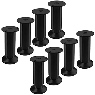 Abbildung von 8 Stück Möbelfüße TERRA Höhe 120 mm Schwarz eloxiert Tischbeine höhenverstellbar bis max. 15 mm, belastbar 250 kg/je Fuß von SOTECH