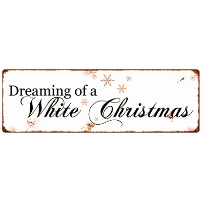 Abbildung von Interluxe METALLSCHILD Shabby Vintage Blechschild Dreaming of A White Winter Weihnachten