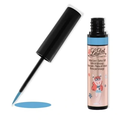 Abbildung von LaDot Tattoo Liner für Kinder und Erwachsene, wasserfester Body Arm, temporäre fake Tattoos zum Selbstgestalten Verzieren, Vegan hypoallergen, 4 ml, Hellblau