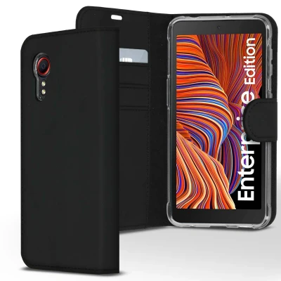 Abbildung von Samsung Galaxy Xcover 5 Hülle Kunstleder Accezz Klapphülle Handyhülle Schwarz