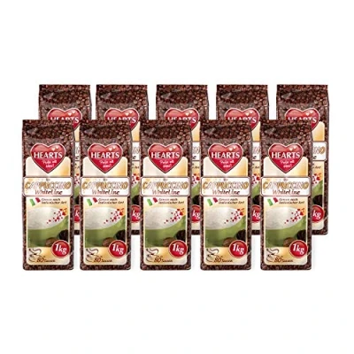 Abbildung von HEARTS Cappuccino White 10 x 1 kg Genuss nach italienischer Art, ca. 80 Portionen pro Beutel, praktische Familienpackung, intensives Aroma, milchig und cremig