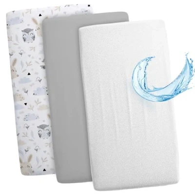 Abbildung von Spannbettlaken Kinderwagen stubenwagen für Babybett 2X Bezug mit 1x Wasserdicht matratzenschoner matratzenbezug Spannbetttuch bettlaken