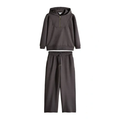 Abbildung von THE SET Oversized ZIP Through Kapuzenpullover, Damen, Größe: Small, Chocolate brown