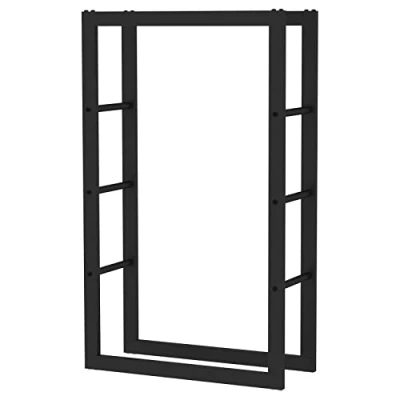 Abbildung von Toboli Kaminholzregal außen und innen, bis 150 kg Traglast, 100 x 25 60 cm, Brennholzständer aus pulverbeschichtetem Metall, Feuerholzregal freistehend