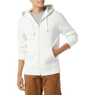 Abbildung von Amazon Essentials Herren Fleece Kapuzenpulli mit durchgehendem Reißverschluss (erhältlich in den Größen Big &amp; Tall), Weiß, S