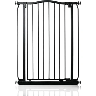 Abbildung von Safetots Extragroßes Treppenschutzgitter mit gebogenem oberen Teil, 71cm 80cm, Mattschwarz, Extra Hoch 100cm in der Höhe, Druckbefestigung, Babygitter für Türen