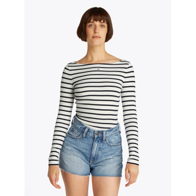 Abbildung von Tommy Jeans Langarmshirt TJW CRP HENLEY TOP LS in modischer Cropped Form