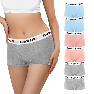 Abbildung von Libella Damen Panties Boxershorts 6er Pack Hipsters aus Baumwolle Unterhosen,Damen Boyshorts Höschen Mehrfarbig 3921E L