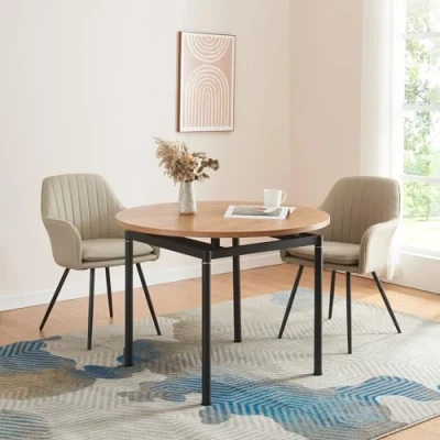 Abbildung von en.casa Esstisch, »Hemnes« für 4 Personen Stahlbeine Ø100 cm Eiche Optik