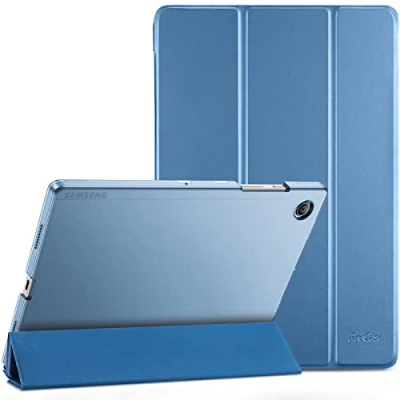 Abbildung von ProCase Hülle für Galaxy Tab A8 10.5(SM X200/ X205) 2022 Dreifach Falt Klapp Schutzhülle Case Ultra Dünn Leicht Ständer Schale Smart Cover mit Translucent Frosted Rückhülle Blau