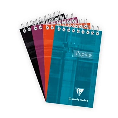 Abbildung von Clairefontaine 8626C Spiralblock, liniert, 85 x 140 mm, ideal für Notizen, 80 Blatt, 1 Stück, farbig sortiert