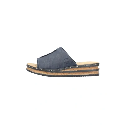 Abbildung von Rieker Damen Pantoletten 62905, Frauen Slipper,Slip ons,Backless Slipper,Mules,Gartenschuhe,Sommerschuhe,sommerclogs,Slides,blau (14),38 EU / 5 UK