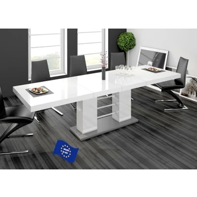Abbildung von designimpex Esstisch Design HE 111 Weiß Grau Hochglanz ausziehbar 160 bis 260 cm
