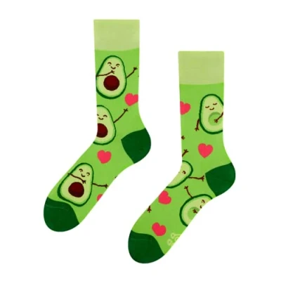 Abbildung von Dedoles Socken Unisex Damen Herren &amp; Kinder Baumwolle viele lustige Designs 1 Paar Geschenk links rechts verschieden, Farbe Grün, Motiv Avocado Liebe, Gr. 39 42