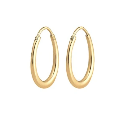 Abbildung von Elli Ohrringe Damen Creole Hänger Geo Basic Oval in 925 Sterling Silber vergoldet