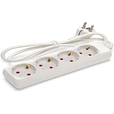 Abbildung von Steckdosenleiste 4 Fach weiß Verlängerung ohne Schalter mit Kabel 3G 1,5 mm² 3M, deutsche (4 Steckdosen, 3M)