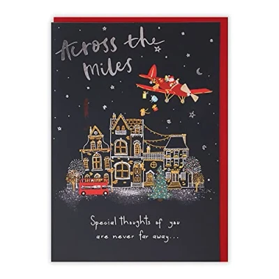 Abbildung von Clintons: Weihnachtskarte mit Weihnachtsmann im Flugzeug über die Miles