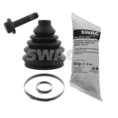 Abbildung von SWAG 30 94 9070 Achsmanschette Vorderachse, radseitig Thermoplast mit Fett Schellen, Schraube SKODA: Superb II Schrägheck