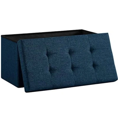 Abbildung von Zedelmaier Sitzbank mit Stauraum Sitzhocker faltbar belastbar bis 300 kg 76 x 38 cm (Leinen Marineblau)