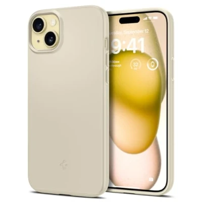 Abbildung von Spigen Thin Fit Hülle Kompatibel mit iPhone 15 Plus Mute Beige