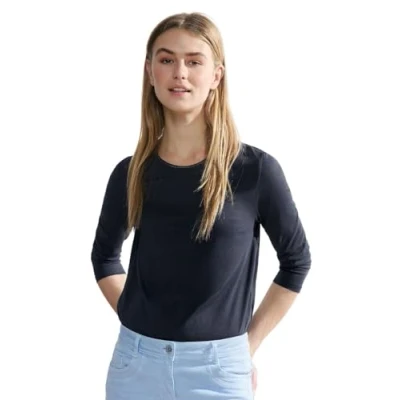 Abbildung von Cecil Basic Langarmshirt, Damen, Größe: Large, Blau