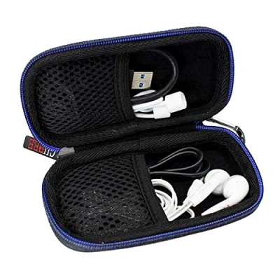Abbildung von GUBEE Kopfhörer Tasche mit Schnalle,Tragbar Aufbewahrungskoffe Hart Reise Case Hülle Etui für In Ear Ohrhörer,MP3 Player, iPod Nano,Daten und Ladekabel (schwarz)