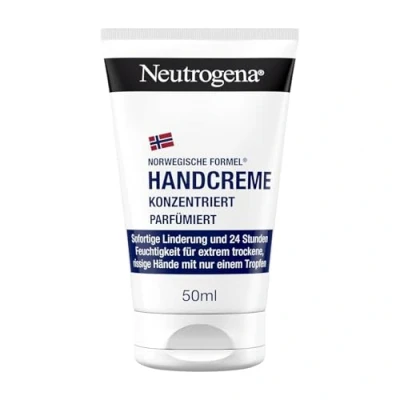 Abbildung von Neutrogena Konzentrierte parfümierte Handcreme (50 ml), beruhigende für sehr trockene Hände, spendet intensive Feuchtigkeit mit Glycerin eine sofortige &amp; langanhaltende Wirkung