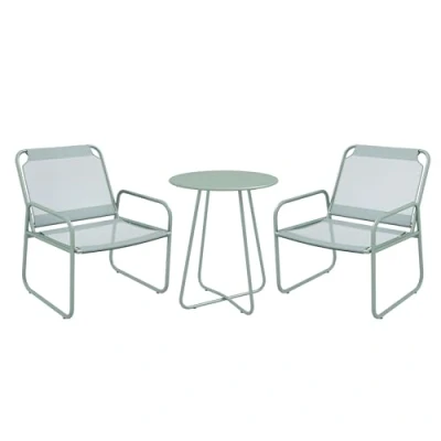 Abbildung von Outsunny 3tlg. Bistro Set, Balkonmöbel Set inkl. 1 Tisch, 2 Stühlen, Gartenmöbel Gartensitzgruppe für Garten, Terrasse, Mesh, Grün