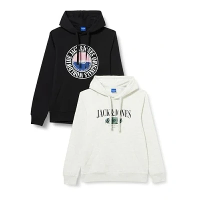 Abbildung von Jack &amp; Jones Herren JORCOBIN Sweat Hood 2PK MP Kapuzenpullover, Schwarz, XL