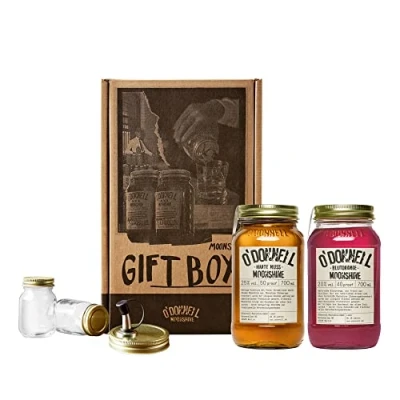Abbildung von 2er Likör Geschenkbox O&#039;Donnell Moonshine Premium Schnaps nach amerikanischer Tradition vegan Geschenkset natürliche Zutaten Geschenkidee (Harte Nuss/Blutorange)