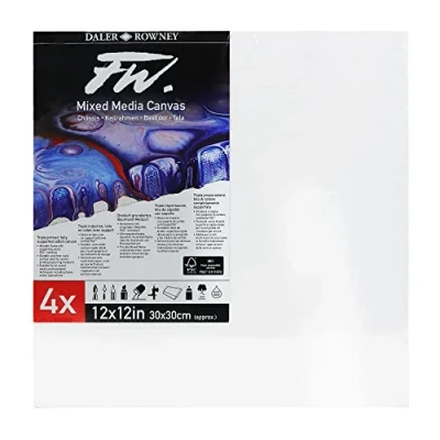 Abbildung von Daler Rowney FW Leinwand, 30,5 x cm, mittlere Körnung, 10 mm tief, 4 Stück, ideal für professionelle Künstler