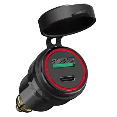Abbildung von Qidoe PD 3.0 USB C Steckdose Adapter für BMW Motorrad DIN Hella EU Stecker 30W Dose Buchse Wasserdicht Zigarettenanzünder Ladegerät 12 24V Ducati LKW Wohnwagen Triumph Boot rot