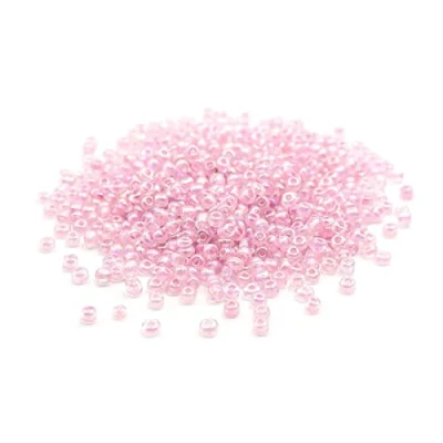 Abbildung von Vintageparts Rocailles Perlen in rosa mit Holo Effekt 3mm 20 Gramm zum Schmuck selber basteln