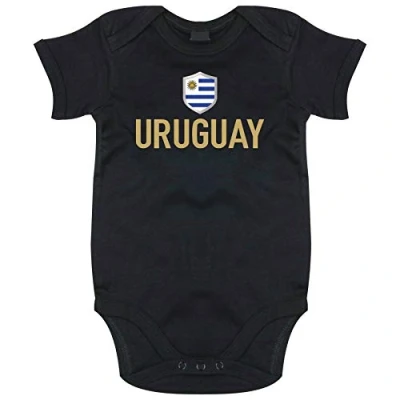 Abbildung von FanShirts4u Länder Baby Body URUGUAY inkl. Druck Name &amp; Nummer WM Trikot (6 12 Monate, Schwarz/URUGUAY)