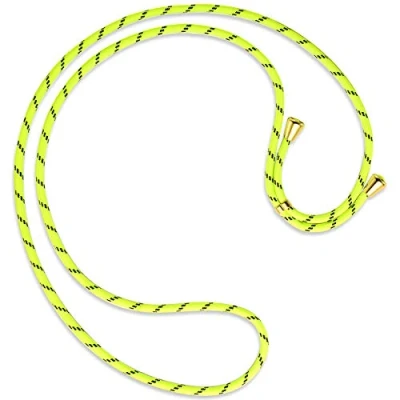 Abbildung von mtb more energy® Ersatz Band für Handykette Neon Gelb gestreift inklusive Endkappen (Gold) hochwertige Austausch Kordel Seil Kette