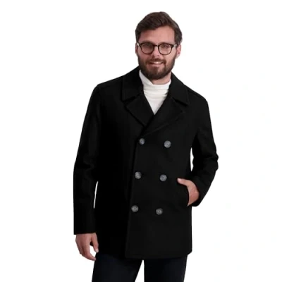 Abbildung von Nautica Herren Men&#039;s Classic Double Breasted Peacoat Pijacke, schwarz, X Large