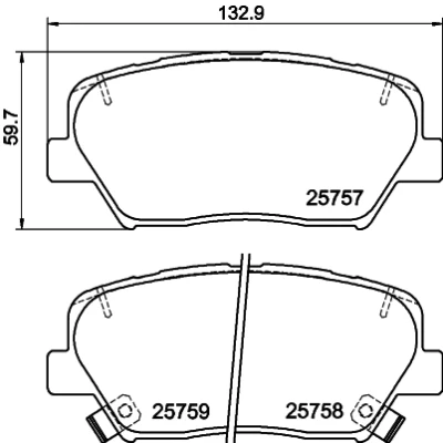 Abbildung von HELLA 8DB 355 020 871 Bremsbelagsatz mit akustischer Verschleißwarnung Zubehör KIA: SORENTO 2, CARENS 4, HYUNDAI: SANTA FE 3, Grandeur