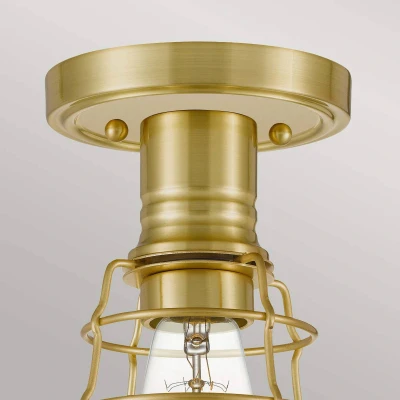 Abbildung von Quoizel QZ Mixon SF BB Deckenleuchte E27 40W Stahl; Messing gebürstet L:13.5cm B:14.5cm Ø14.5cm dimmbar